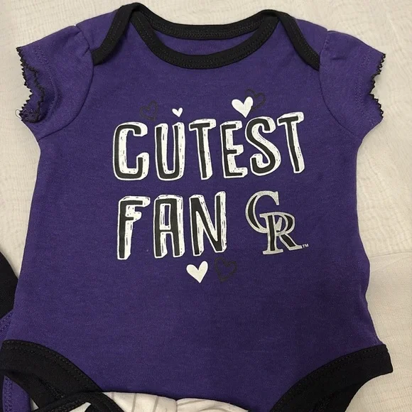 NEW [MLB] Colorado Rockies MLB Baby Girly Onesie Lot of 3x, Size 0/3 Months - Picture 4 of 7